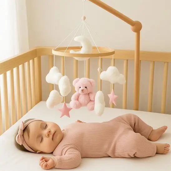 Mobile bébé | Ourson Rose et Nuages - Petitsbeautes