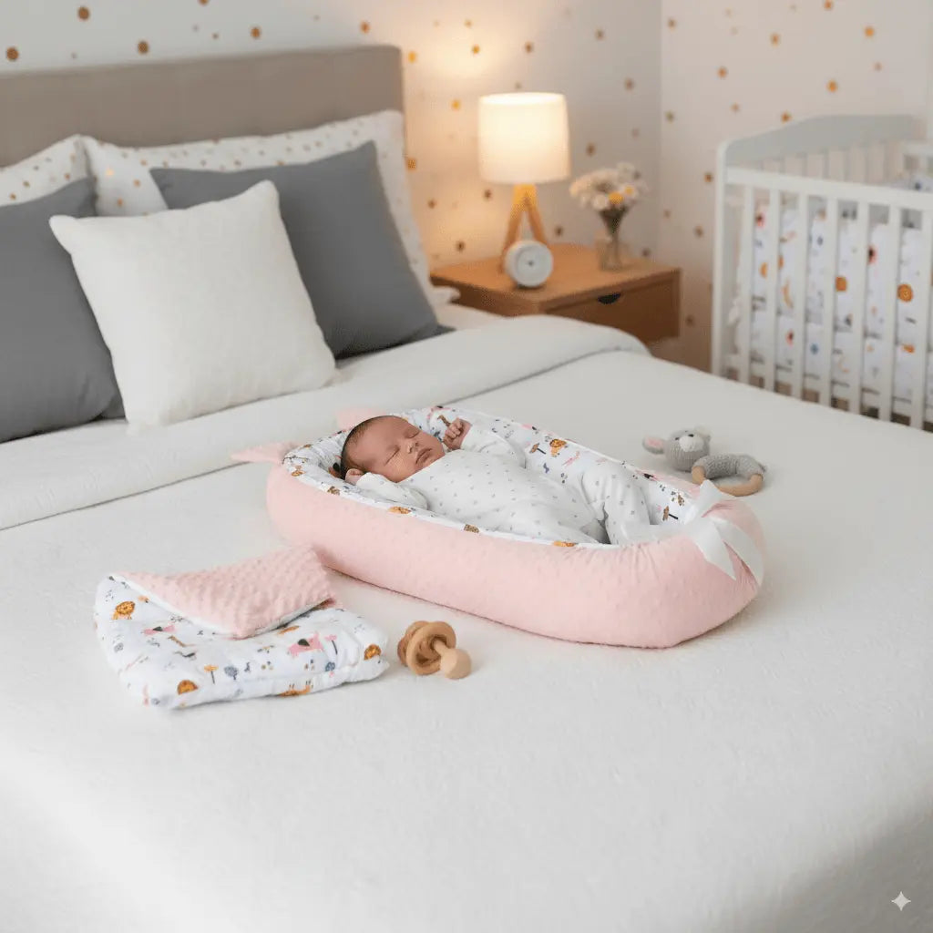 Réducteur de lit respirant | Cocon Safari Rose - Petitsbeautes