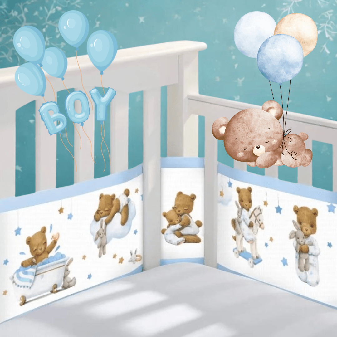 Tour de lit bebe garçon | Ours Bleu - Petitsbeautes
