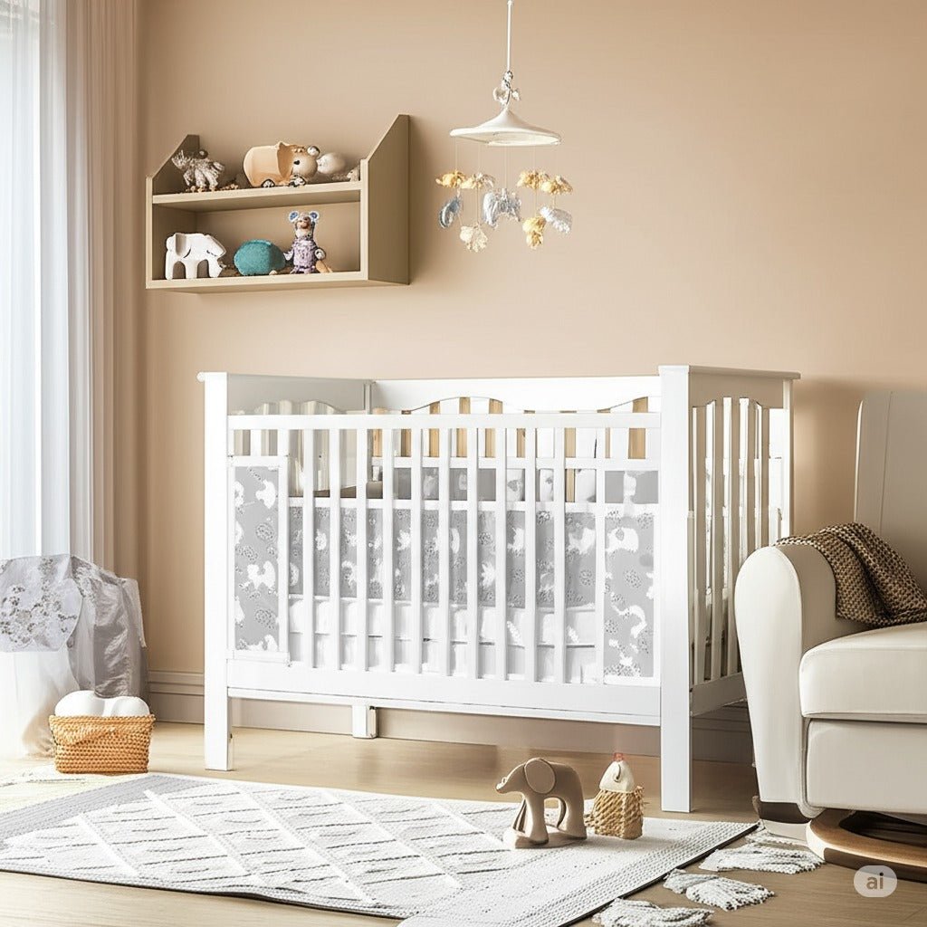 Tour de lit bébé respirant | Éléphant gris - Petitsbeautes