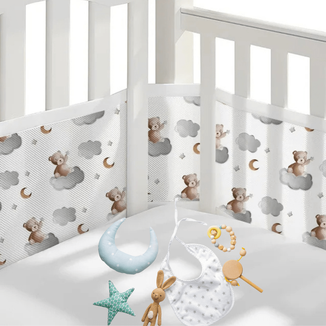 Tour de lit bébé respirant | Ours Gris - Petitsbeautes