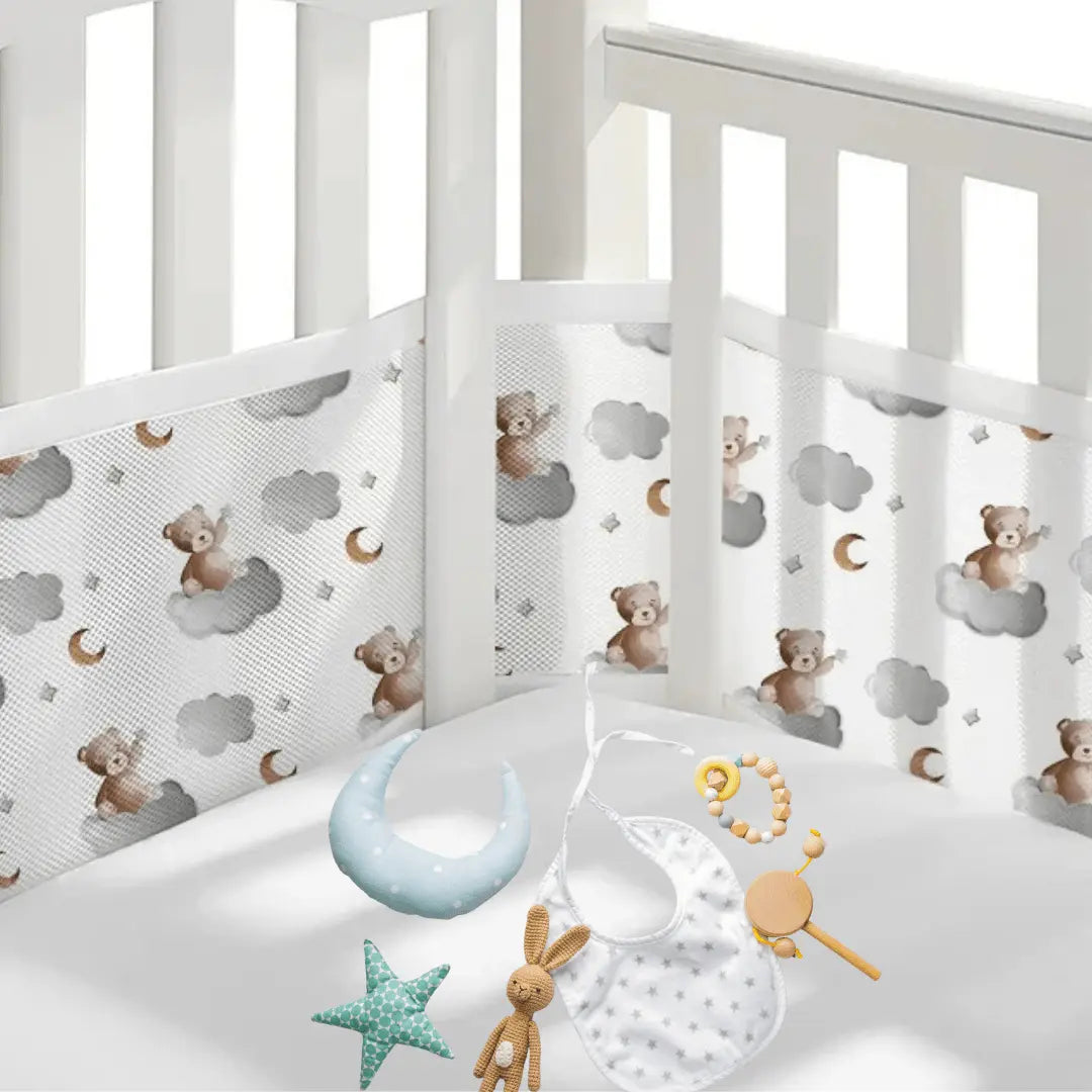 Tour de lit bébé respirant | Ours Gris - Petitsbeautes
