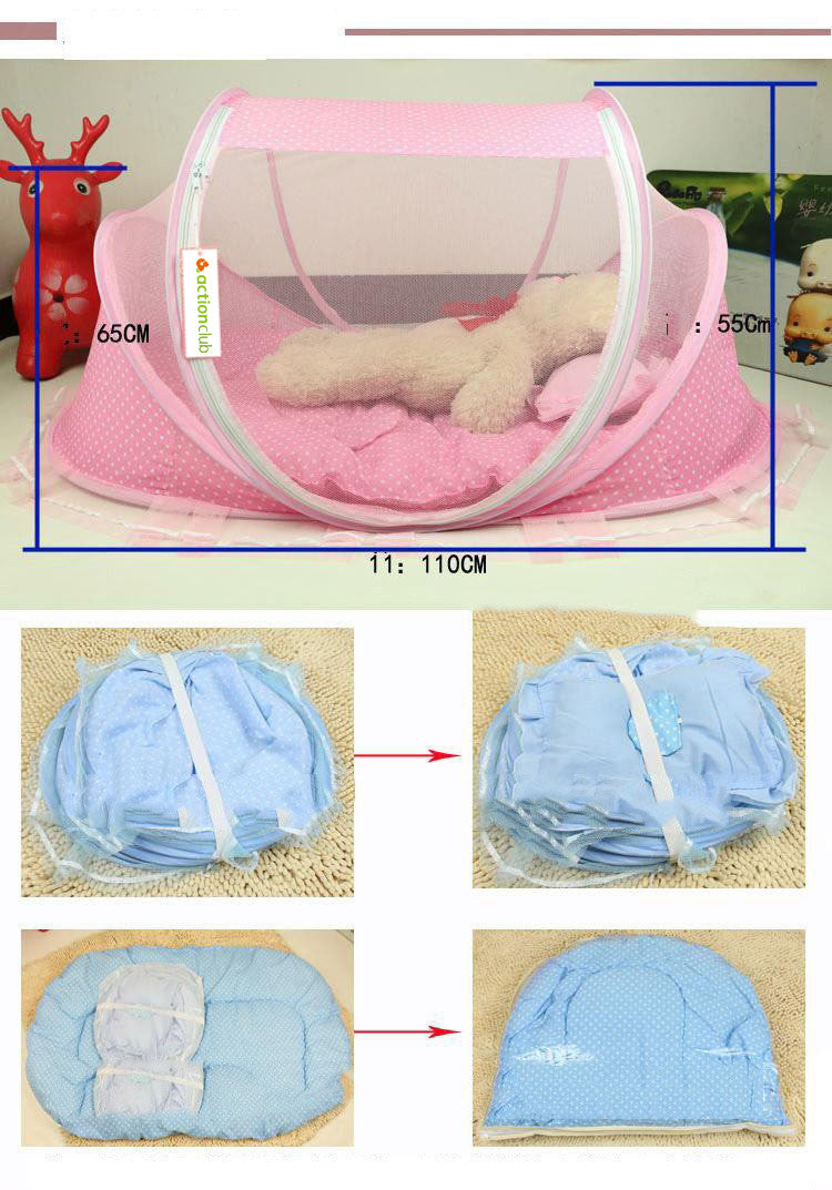 Pliable Bébé Moustiquaire Avec Oreiller + Net 2 pièces Ensemble