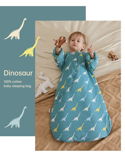 Bébé dans sa gigoteuse hiver motif dinosaure