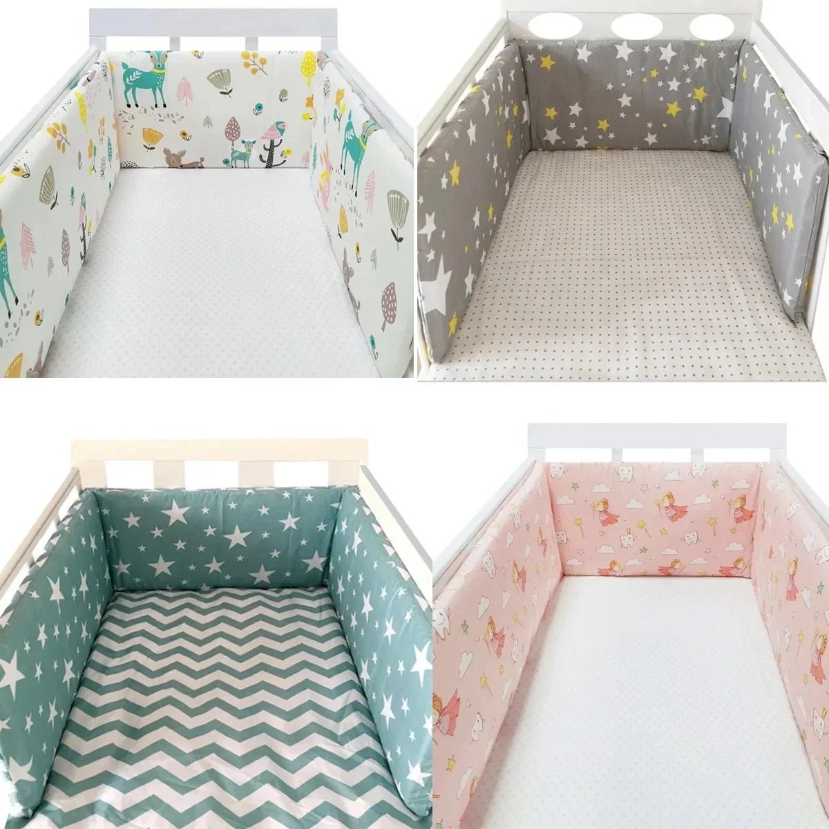 Baby Bed Thicken Bumpers Zipper Design One - piece Crib Around Cushion Cot Protector Pillows 200*30 CM - Petitsbeautes
