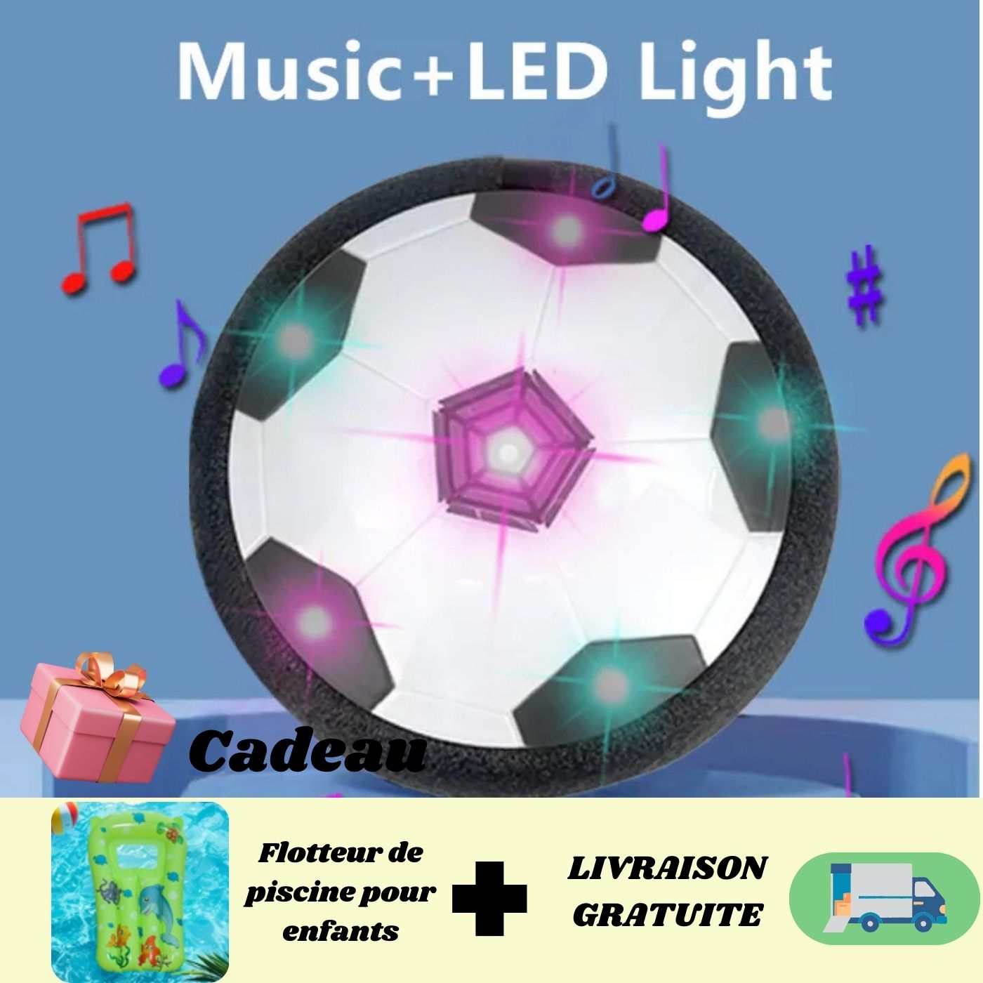 Flot'Foot ™/ Ballon de football flottant LED et musique. - Petitsbeautes
