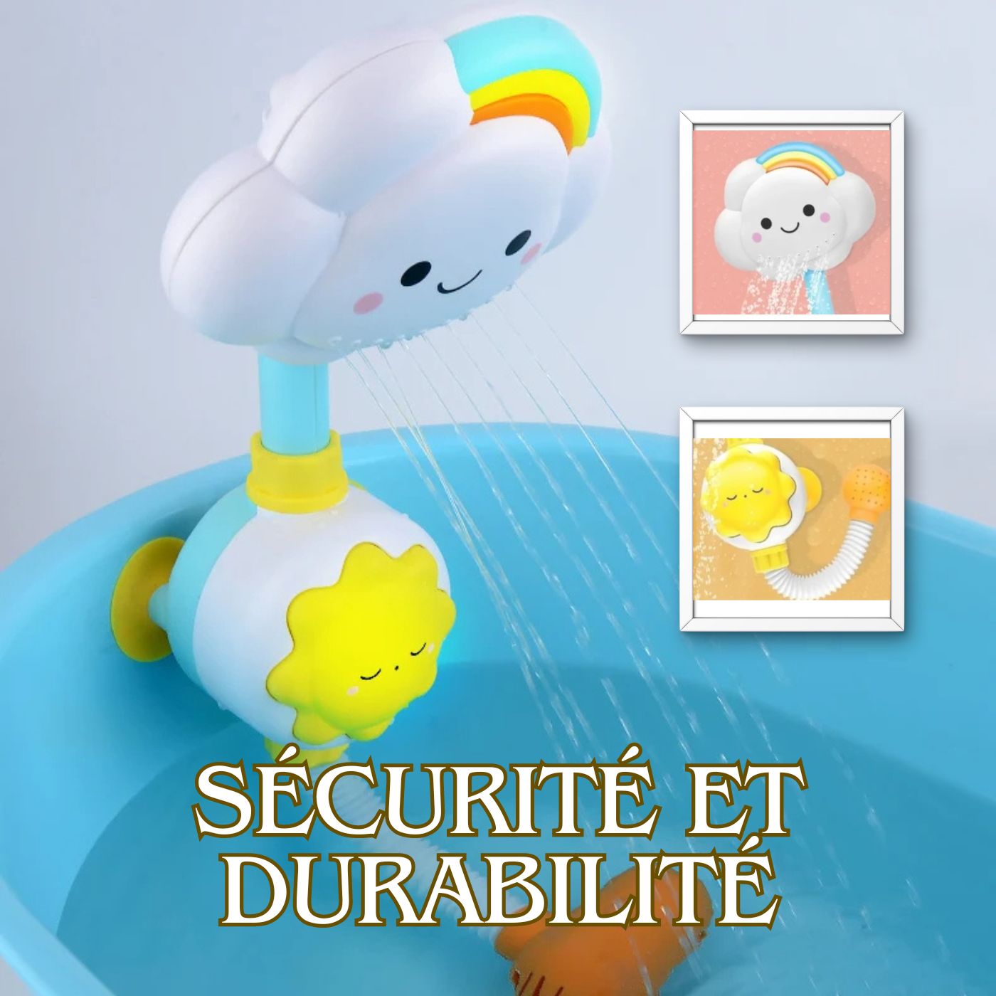 Jouets de bain / Douche bebe arc - en - ciel - Petitsbeautes