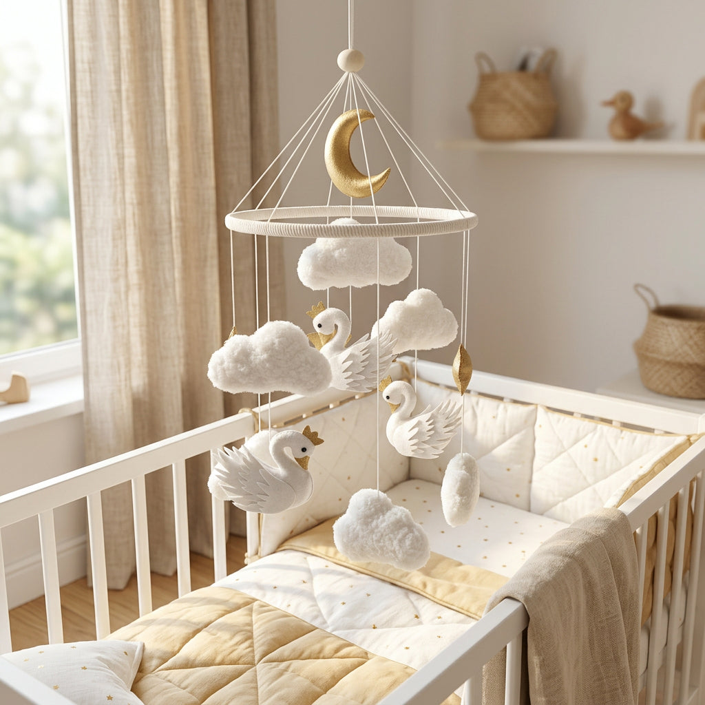 Mobile bébé | Cygnes et Nuages - Petitsbeautes