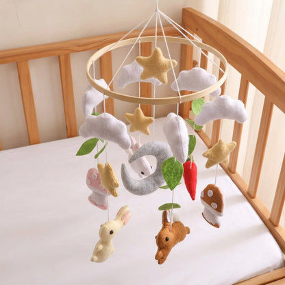Mobile bébé | Lapin et Nuages en Feutre - Petitsbeautes
