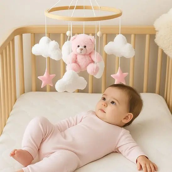 Mobile bébé | Ourson Rose et Nuages - Petitsbeautes