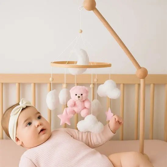 Mobile bébé | Ourson Rose et Nuages - Petitsbeautes