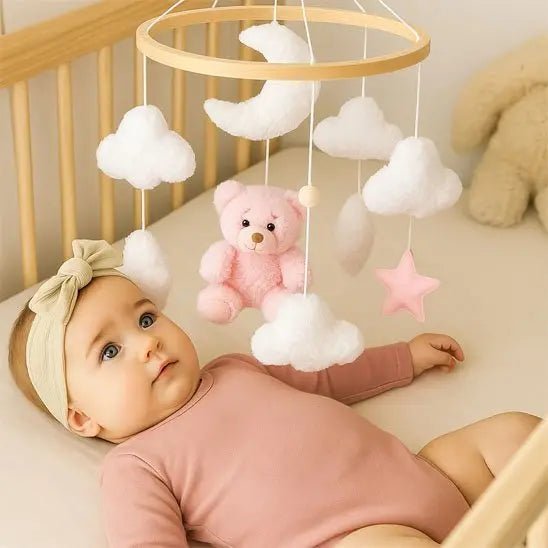 Mobile bébé | Ourson Rose et Nuages - Petitsbeautes