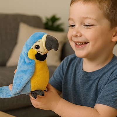 Peluche Interactive Perroquet Parlant ParliPop | Éducative Enfants - Petitsbeautes